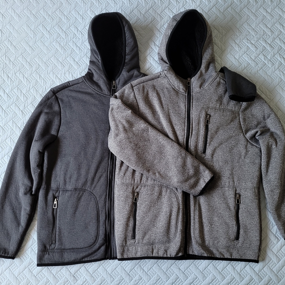 U.S. Life Men's Heather Gray Sherpa-Fleece Lined Full-Zip Hoodie - Picture 11 of 11